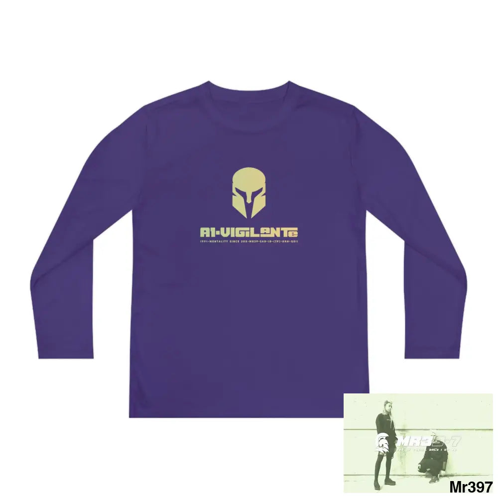 A1-Vigilante Sparta Youth Long Sleeve Competitor Tee Purple / S Kids clothes