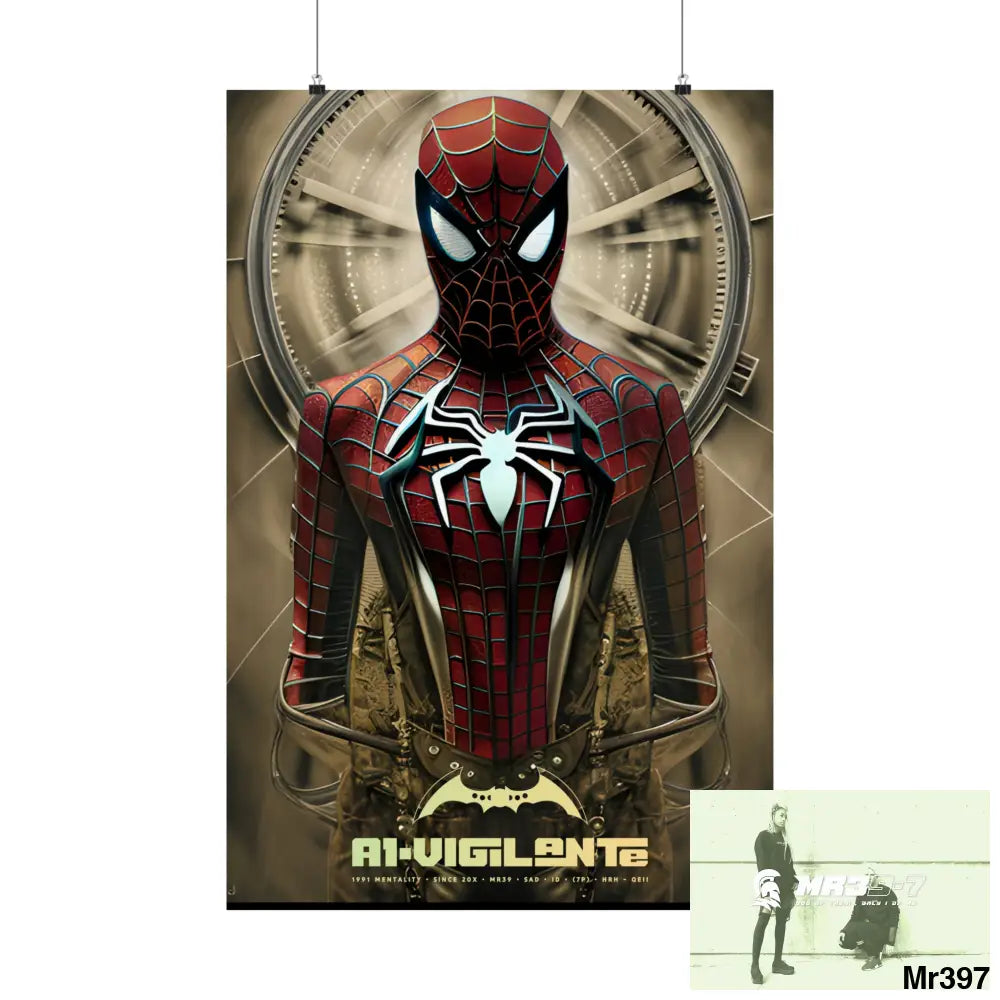 A1-Vigilante Steampunk SpiderMan Graphic Matte Vertical Posters 24″ x 36″ / Matte Poster