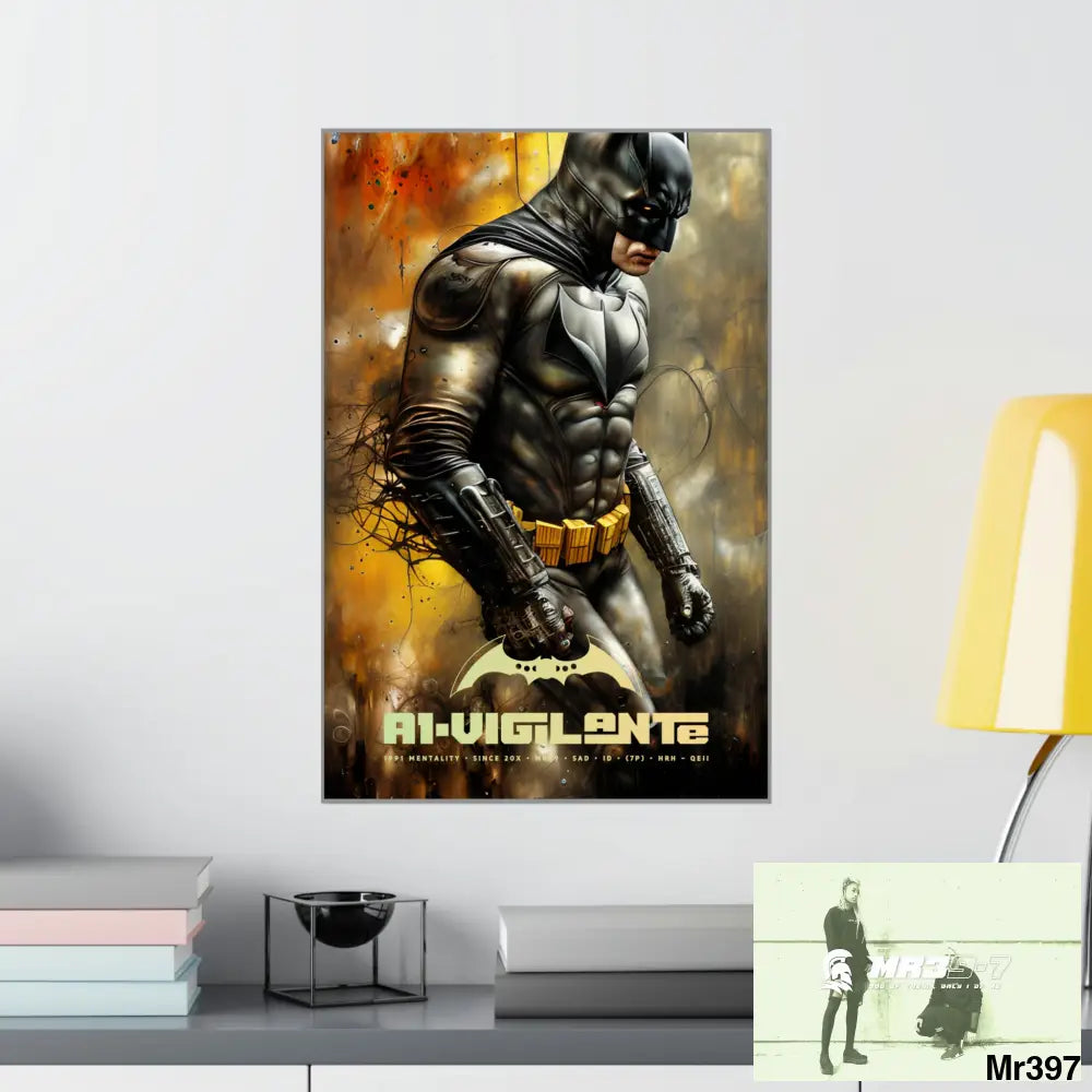A1-Vigilante Super Resolution Batpain Steampunk Graphic Matte Vertical Posters 16″ x 24″ / Matte Poster