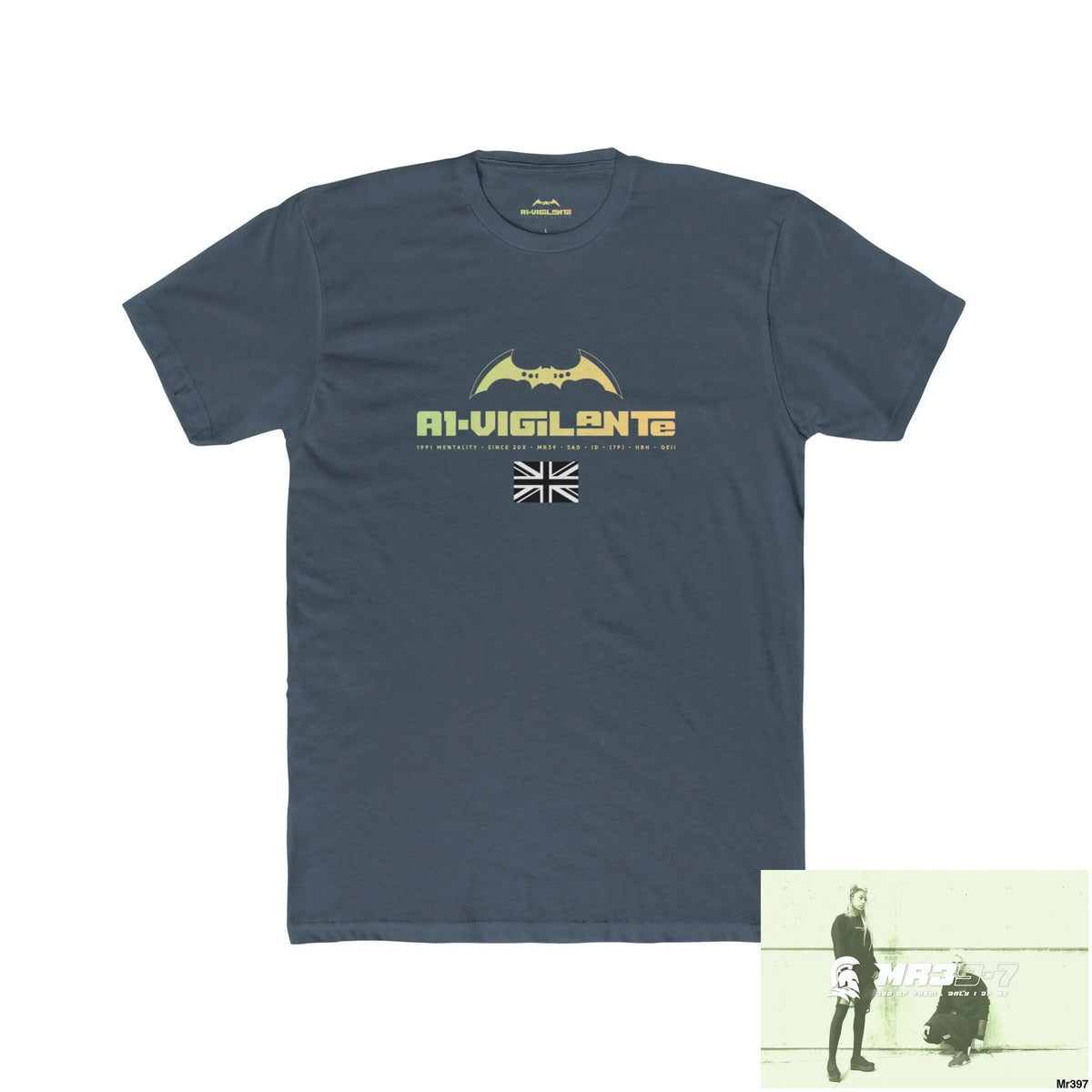 A1-Vigilante Tactical GB 2012 My work Colwyn Bay to and from Men’s Cotton Crew Tee Solid Indigo / S T-Shirt