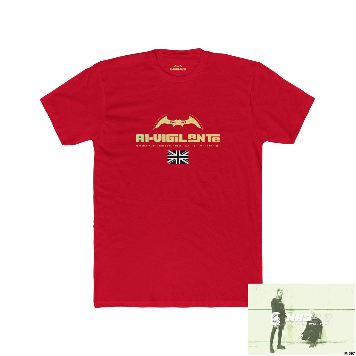 A1-Vigilante Tactical GB 2012 My work Colwyn Bay to and from Men’s Cotton Crew Tee Solid Red / XS T-Shirt