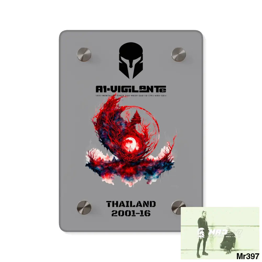 A1-Vigilante Thailand 2001-16 Abstract Yin-Yang Symbol in Red and Black- Acrylic Wall Art Panels 5’’ x 7’’ (Vertical)