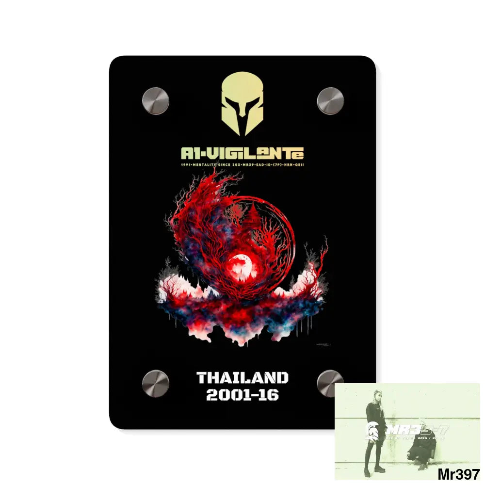 A1-Vigilante Thailand 2001-16 Abstract Yin-Yang Symbol in Red and Black- Acrylic Wall Art Panels 5’’ x 7’’ (Vertical)