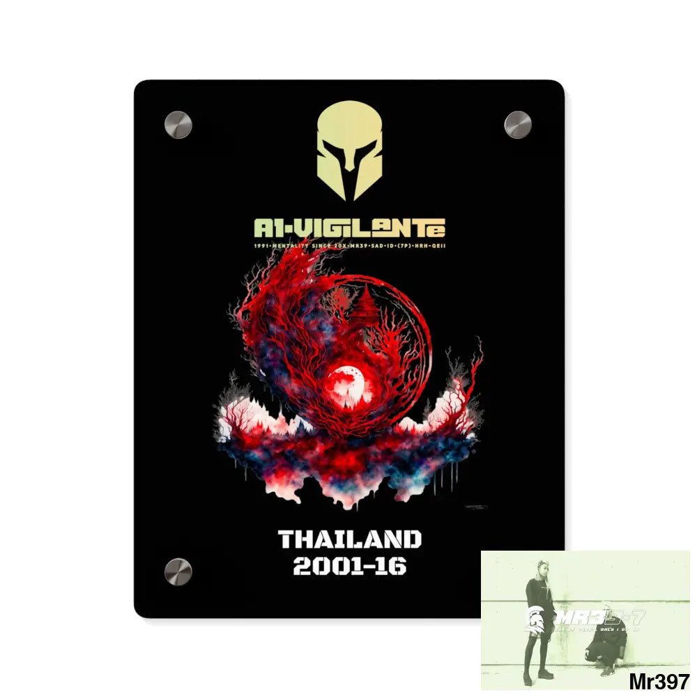 A1-Vigilante Thailand 2001-16 Abstract Yin-Yang Symbol in Red and Black- Acrylic Wall Art Panels 8″ x 10″ (Vertical)