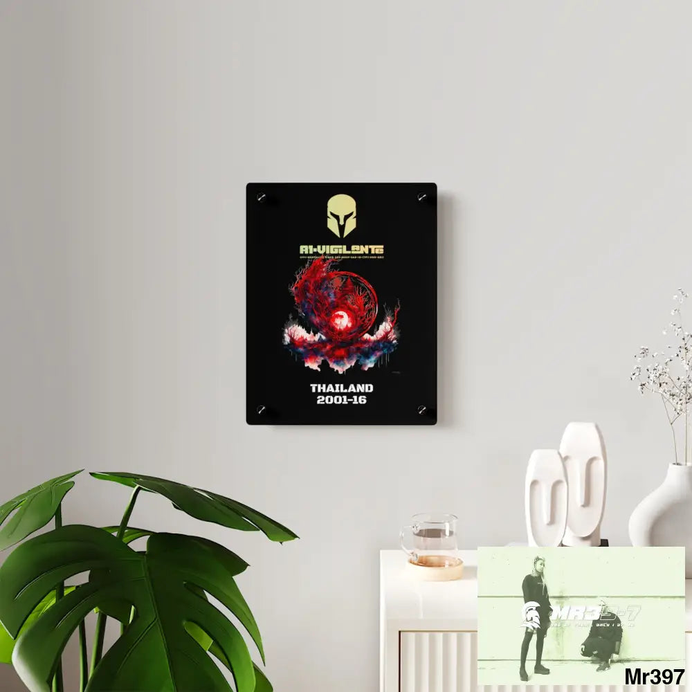 A1-Vigilante Thailand 2001-16 Abstract Yin-Yang Symbol in Red and Black- Acrylic Wall Art Panels Home Decor