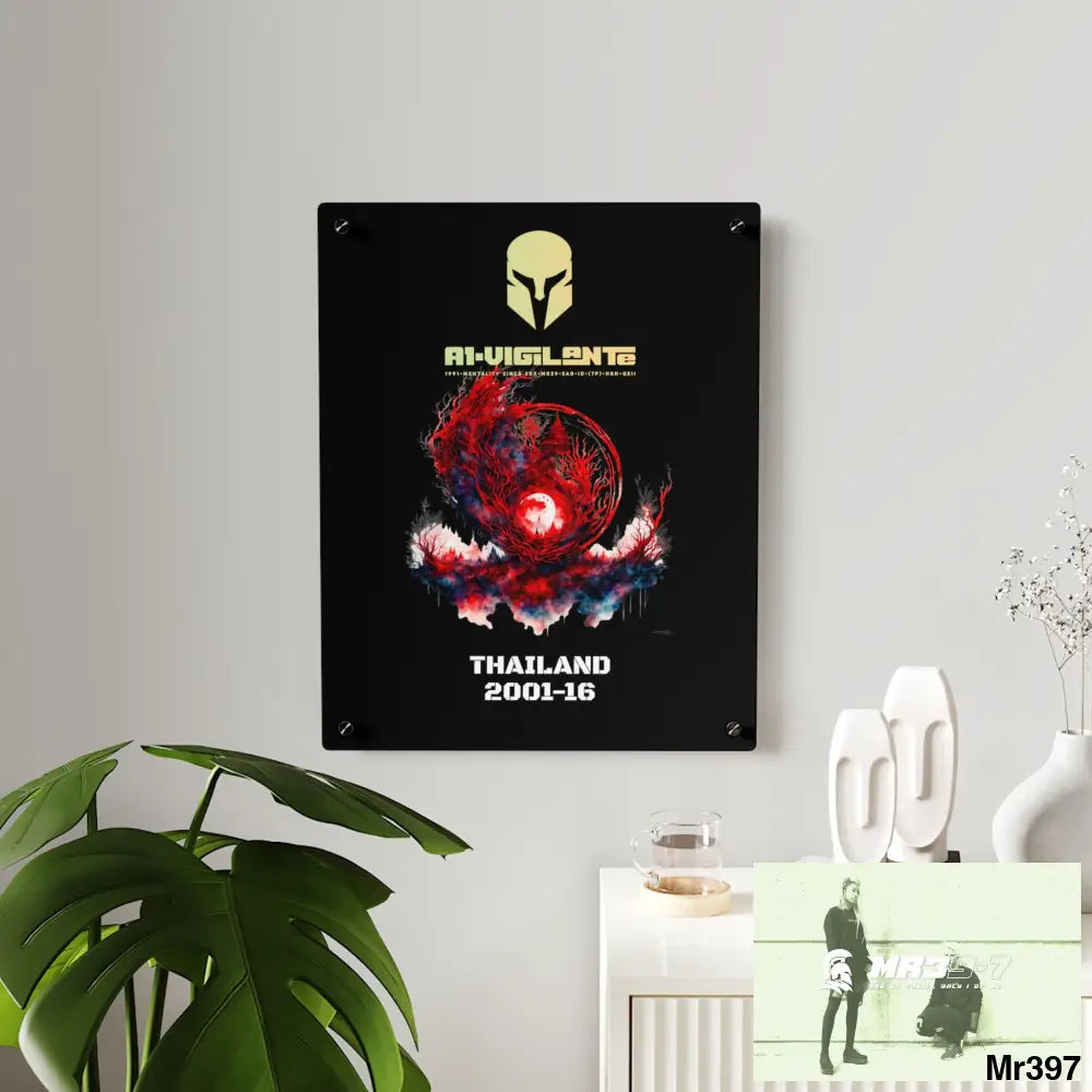 A1-Vigilante Thailand 2001-16 Abstract Yin-Yang Symbol in Red and Black- Acrylic Wall Art Panels Home Decor