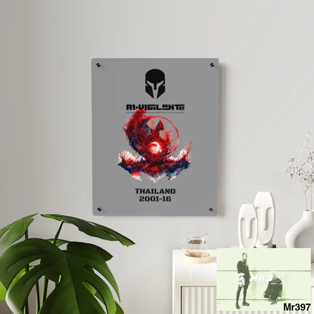 A1-Vigilante Thailand 2001-16 Abstract Yin-Yang Symbol in Red and Black- Acrylic Wall Art Panels Home Decor