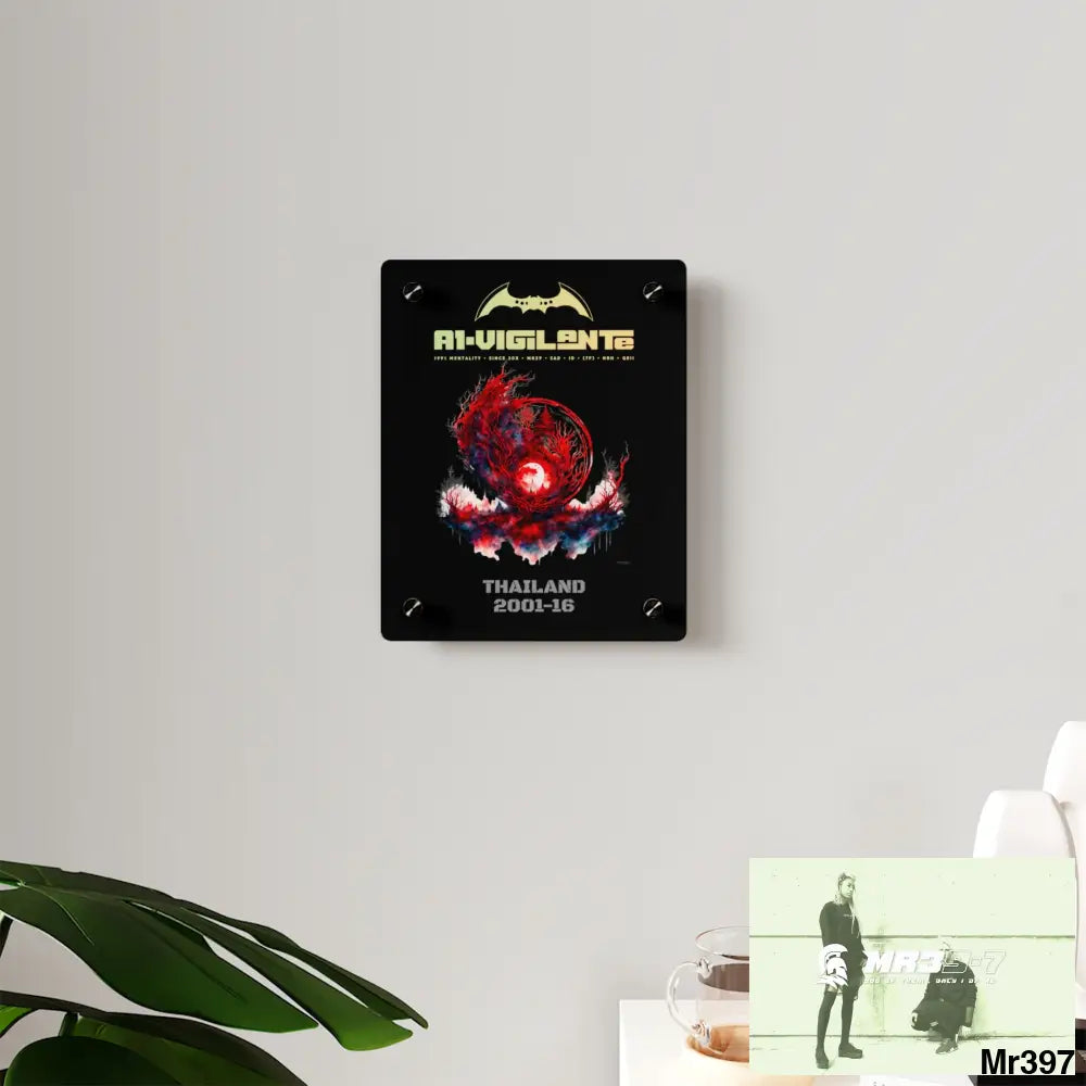 A1-Vigilante Thailand 2001-16 Abstract Yin-Yang Symbol in Red and Black- Acrylic Wall Art Panels Home Decor