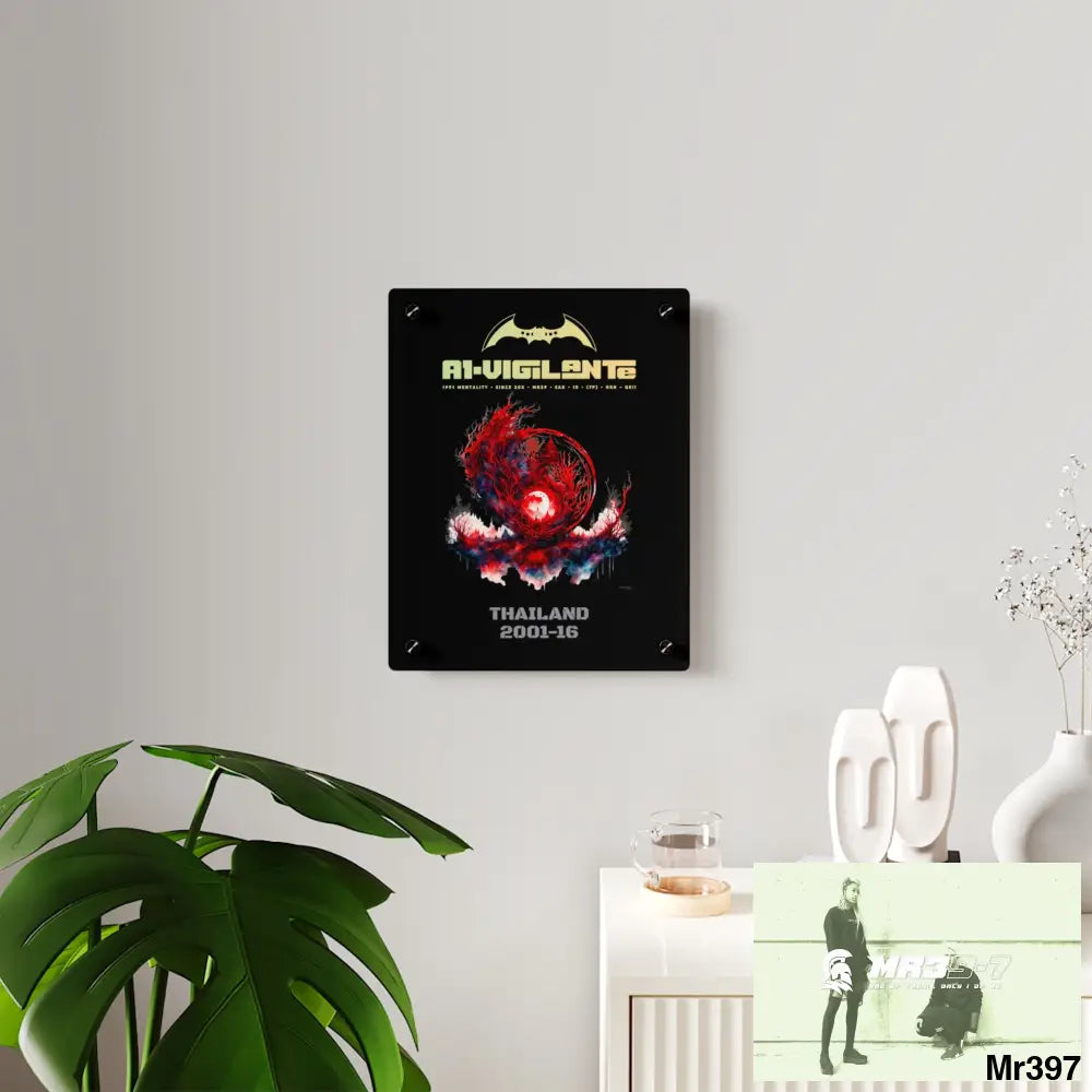 A1-Vigilante Thailand 2001-16 Abstract Yin-Yang Symbol in Red and Black- Acrylic Wall Art Panels Home Decor