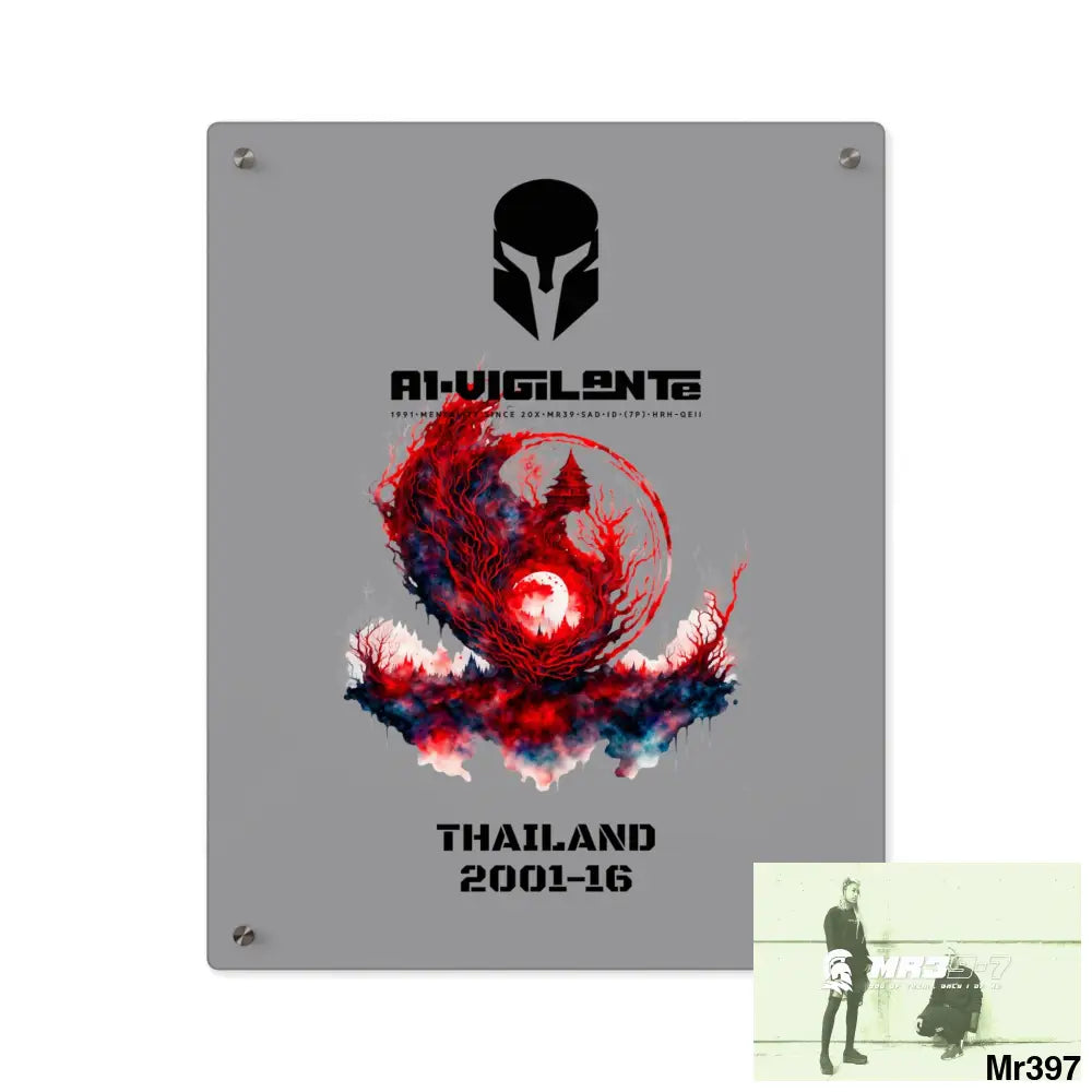 A1-Vigilante Thailand 2001-16 Abstract Yin-Yang Symbol in Red and Black- Acrylic Wall Art Panels 16″ x 20″ (Vertical)