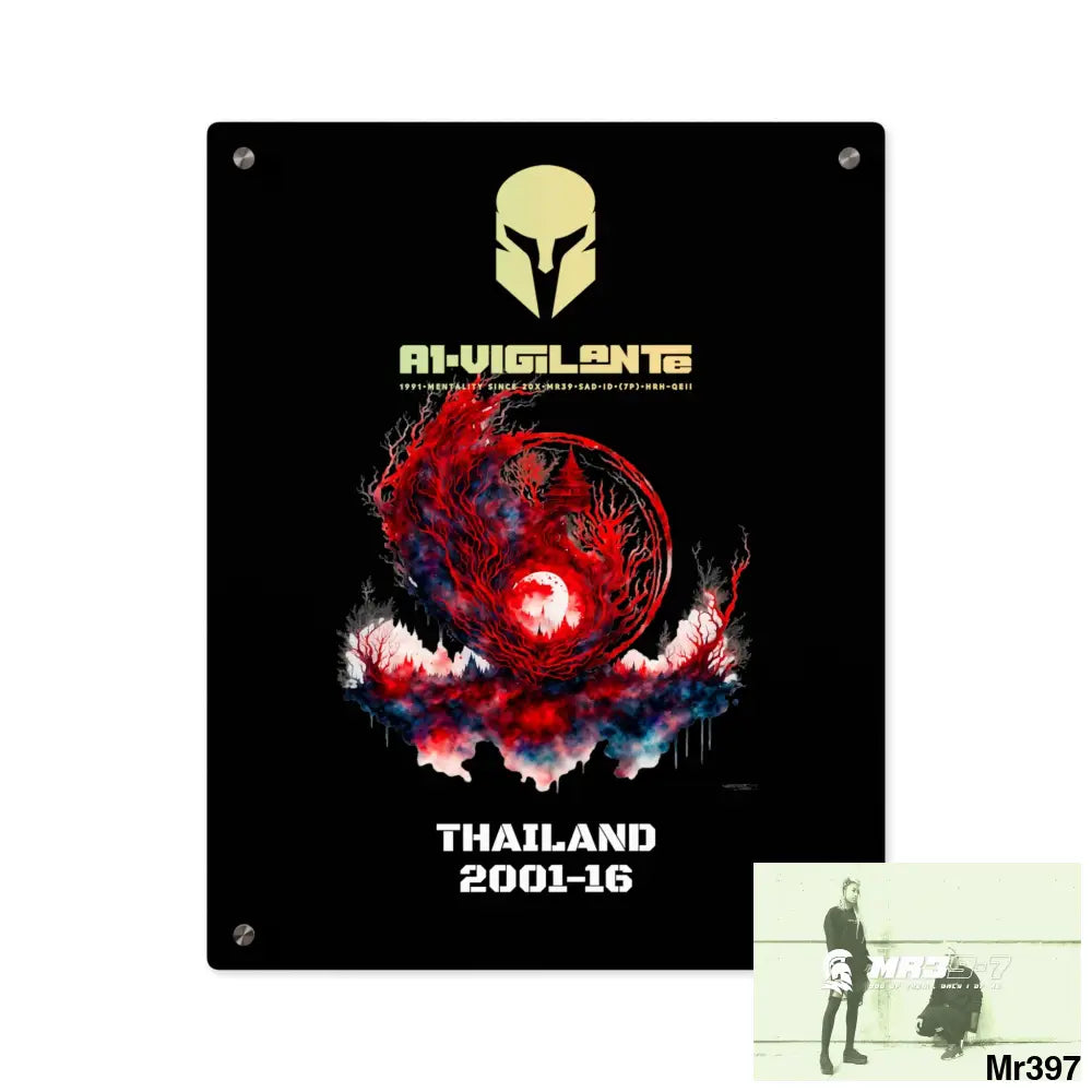 A1-Vigilante Thailand 2001-16 Abstract Yin-Yang Symbol in Red and Black- Acrylic Wall Art Panels 16″ x 20″ (Vertical)