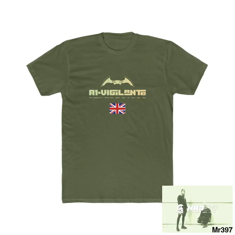 A1-Vigilante & The Columbian Elements Shrewsbury 2016 My Work 2022-23 - Men’s Cotton Crew Tee Solid Military Green / XS