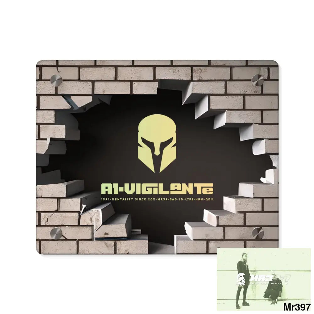 A1-Vigilante Through the 3D Cracked Brick Wall Graphic Acrylic Wall Art Panels 10″ x 8″ (Horizontal) / 0.25’’ Home Decor