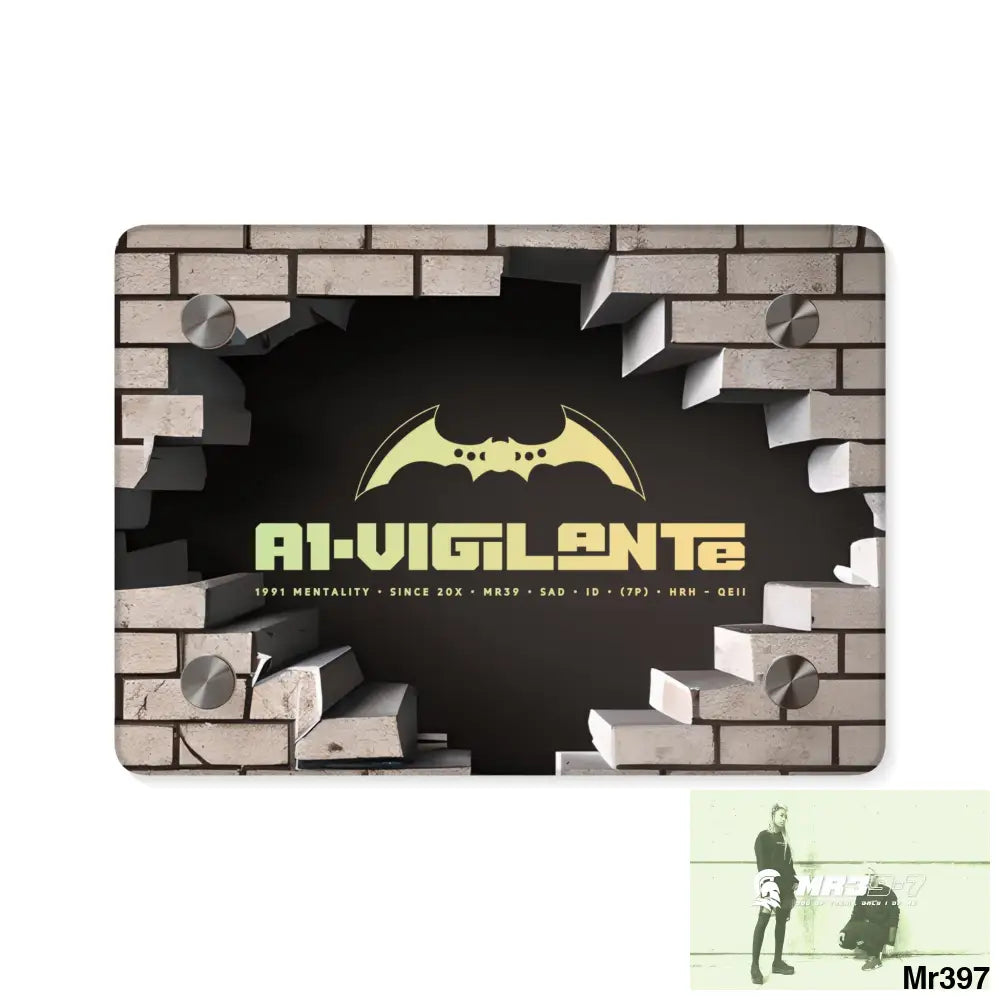 A1-Vigilante Through the 3D Cracked Brick Wall Graphic Acrylic Wall Art Panels 7’’ x 5’’ (Horizontal) / 0.25’’ Home