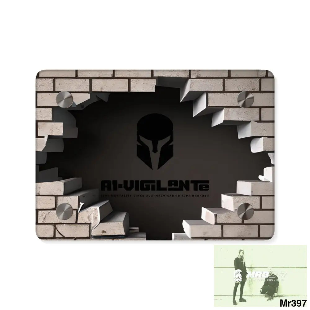 A1-Vigilante Through the 3D Cracked Brick Wall Graphic Acrylic Art Panels 7’’ x 5’’ (Horizontal) / 0.25’’ Home Decor