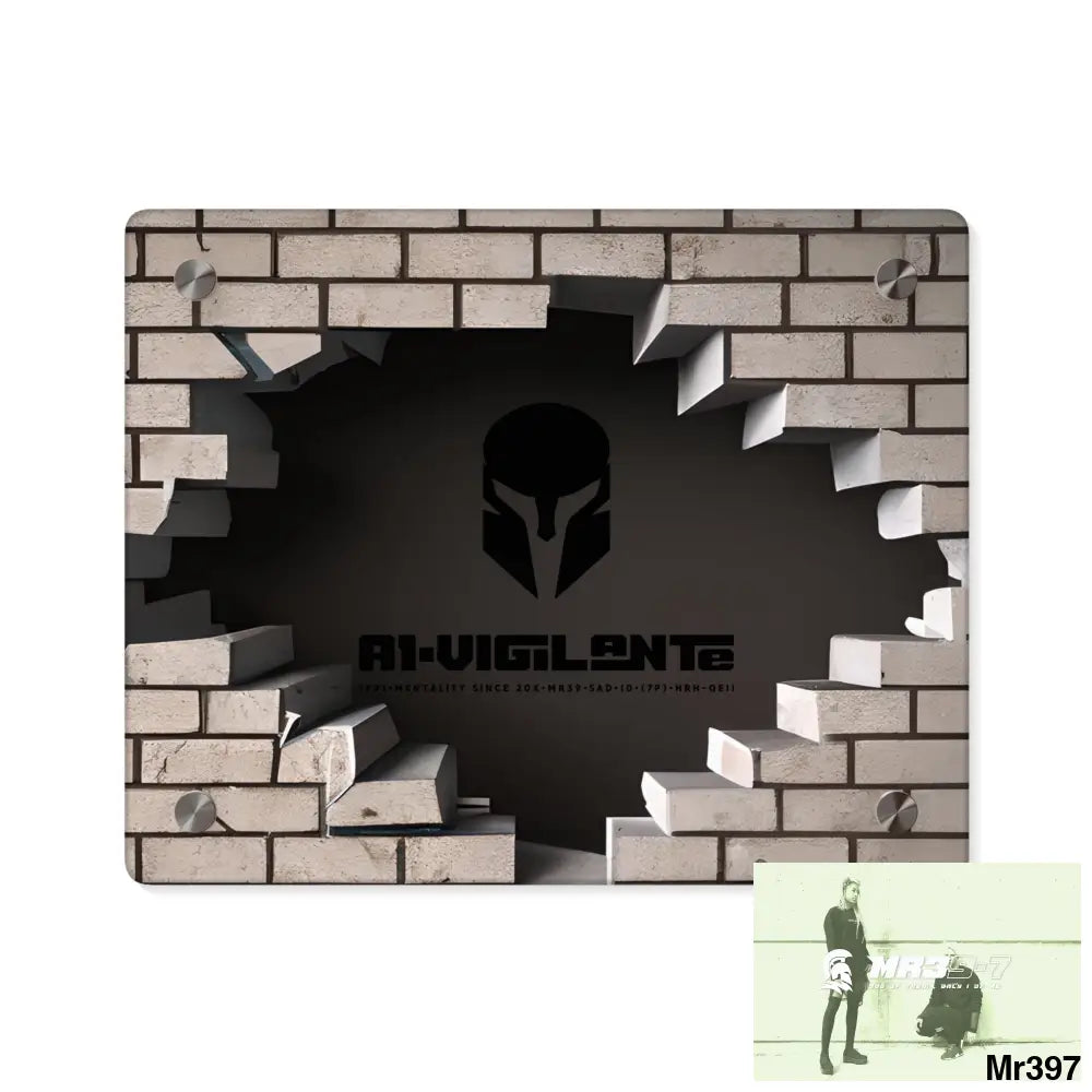 A1-Vigilante Through the 3D Cracked Brick Wall Graphic Acrylic Art Panels 10″ x 8″ (Horizontal) / 0.25’’ Home Decor