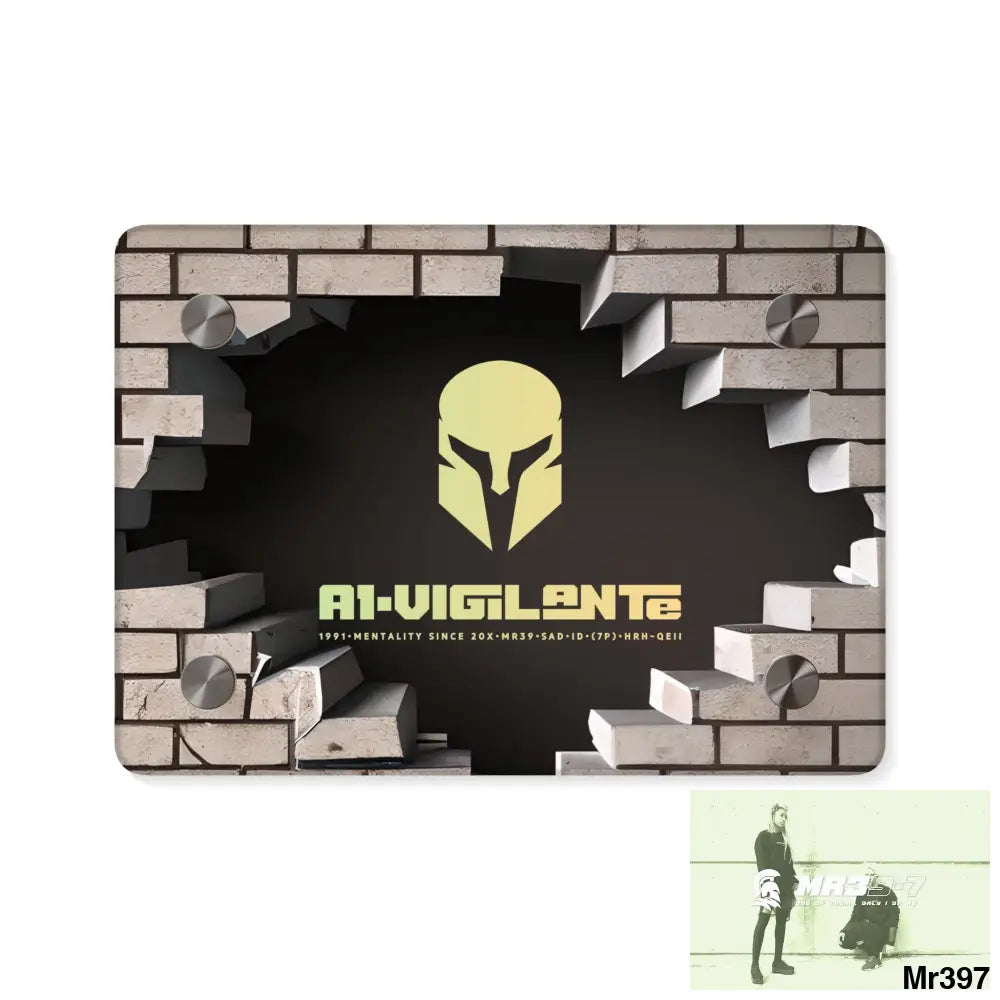 A1-Vigilante Through the 3D Cracked Brick Wall Graphic Acrylic Wall Art Panels 7’’ x 5’’ (Horizontal) / 0.25’’ Home