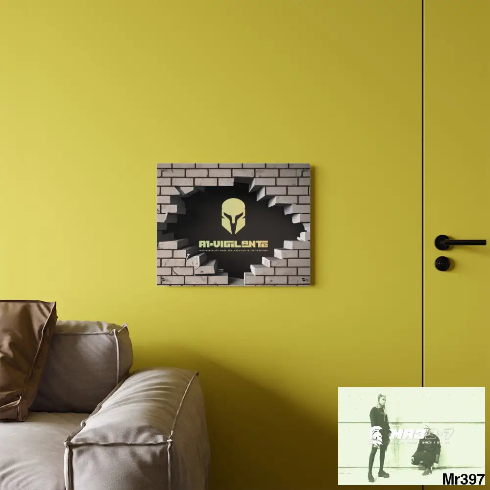 A1-Vigilante Through the 3D Cracked Brick Wall Graphic Acrylic Wall Art Panels Home Decor
