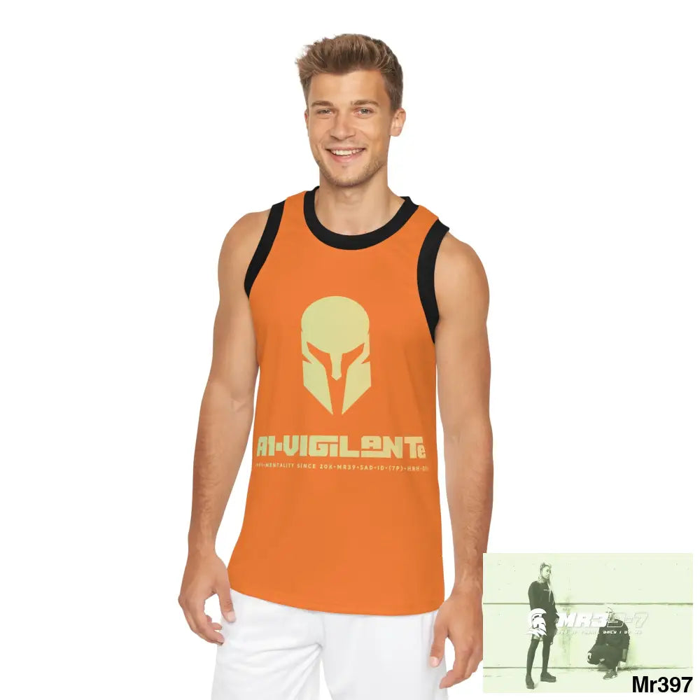 A1- Vigilante Unisex Basketball Jersey (AOP) XS / Black rib All Over Prints