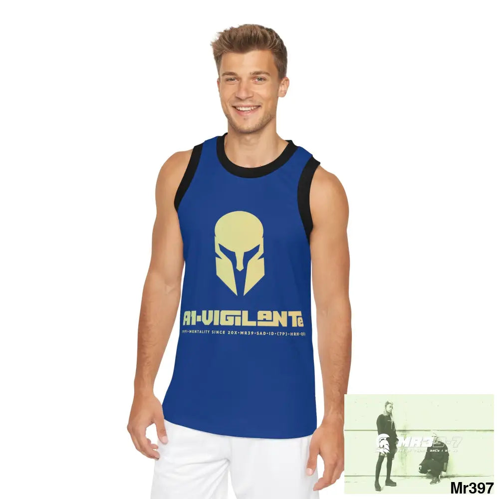A1- Vigilante Unisex Basketball Jersey (AOP) XS / Black rib All Over Prints