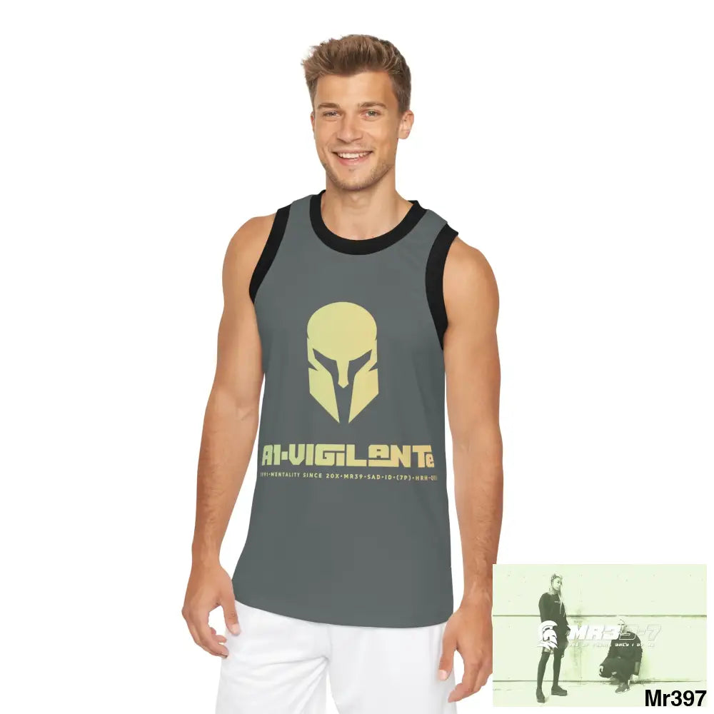 A1- Vigilante Unisex Basketball Jersey (AOP) XS / Black rib All Over Prints