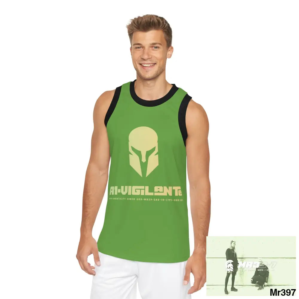 A1- Vigilante Unisex Basketball Jersey (AOP) XS / Black rib All Over Prints