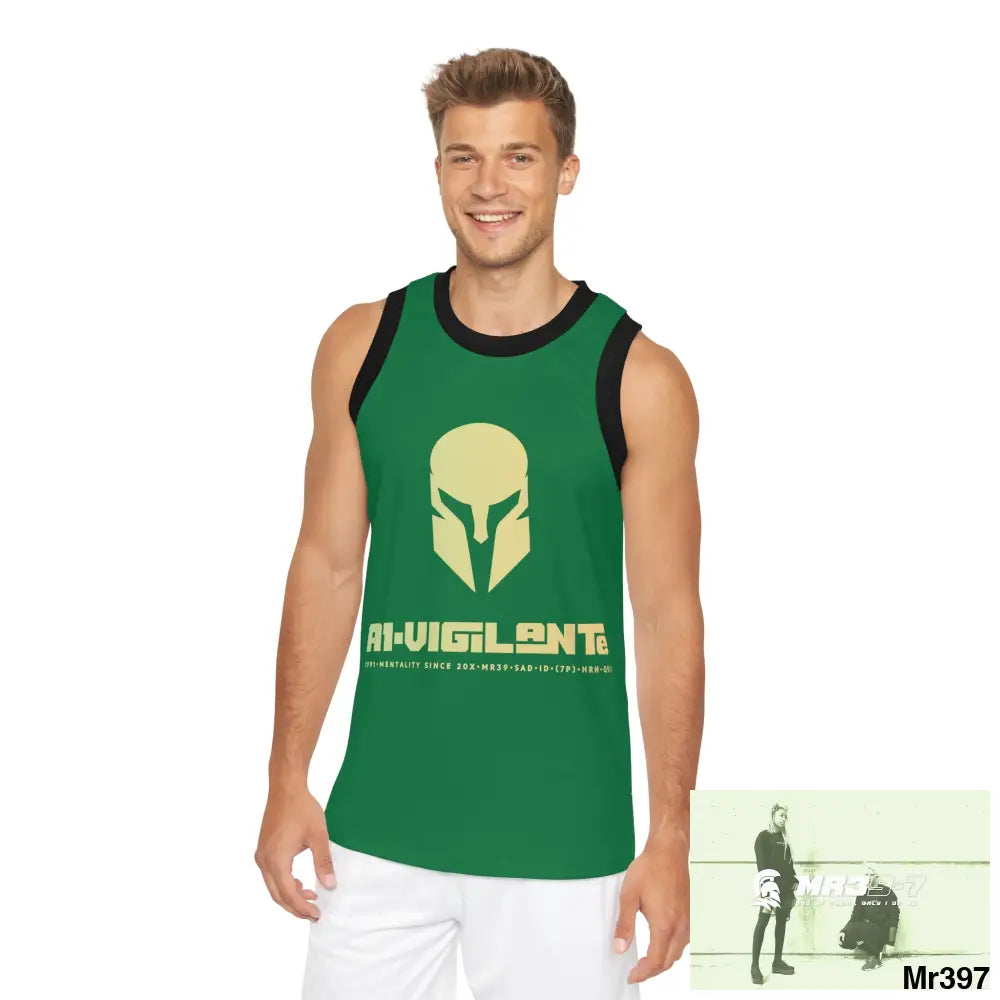 A1- Vigilante Unisex Basketball Jersey (AOP) XS / Black rib All Over Prints