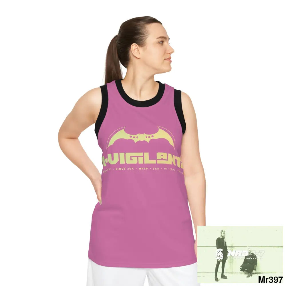 A1-Vigilante Unisex Basketball Jersey (AOP) XS / Black rib All Over Prints