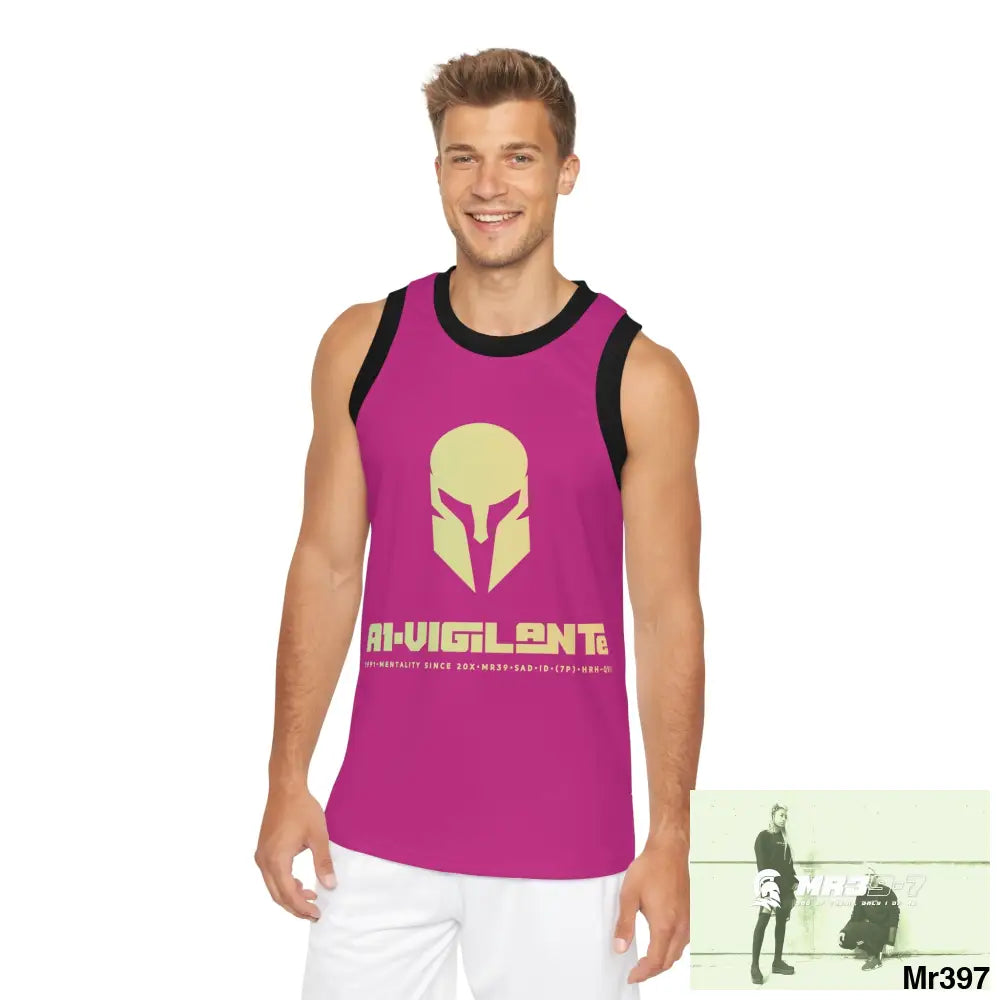 A1- Vigilante Unisex Basketball Jersey (AOP) XS / Black rib All Over Prints