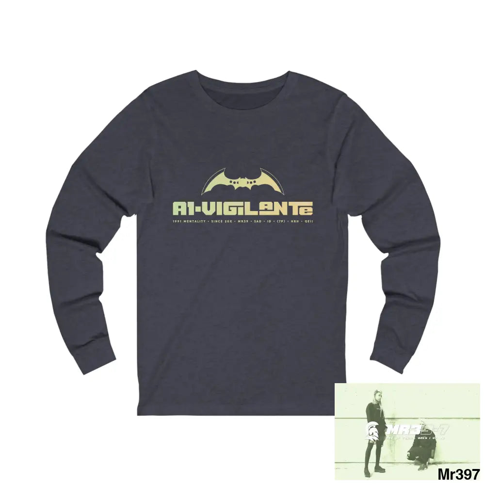 A1.Vigilante Unisex Jersey Long Sleeve Tee S / Heather Navy Long-sleeve