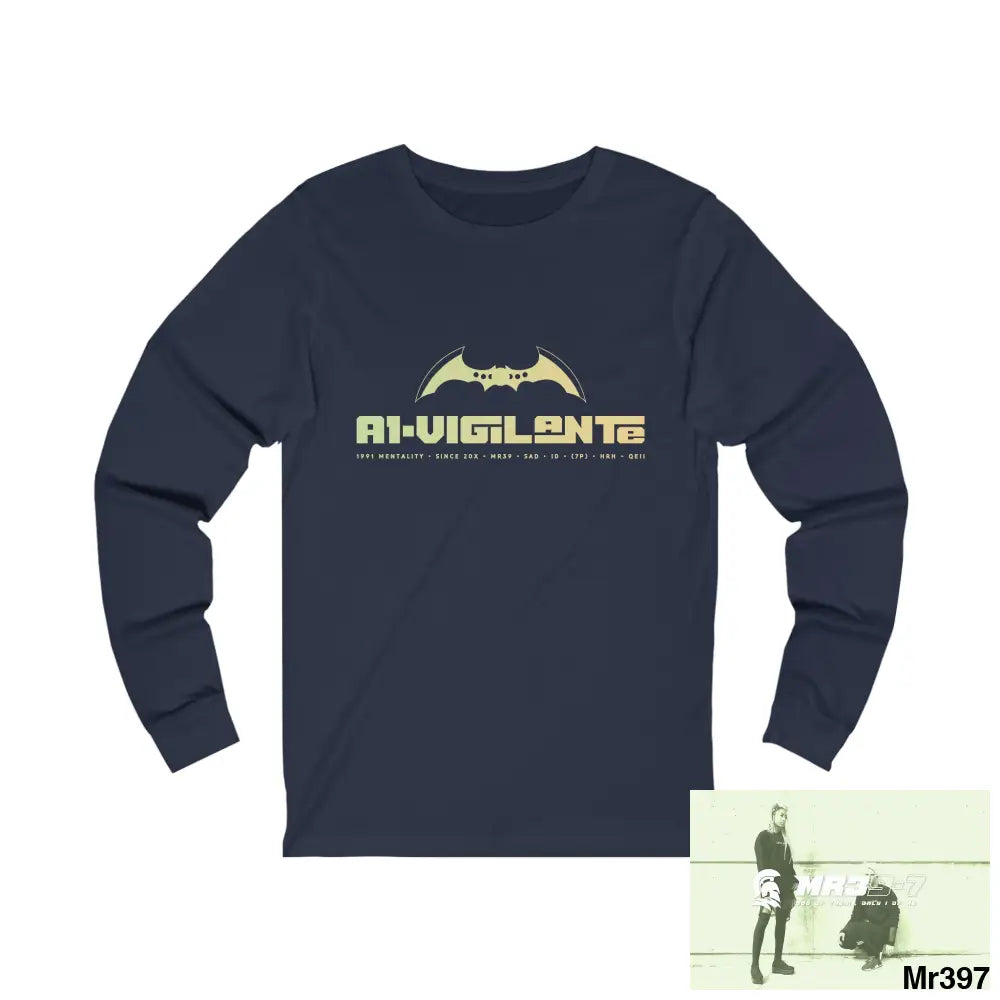 A1.Vigilante Unisex Jersey Long Sleeve Tee S / Navy Long-sleeve