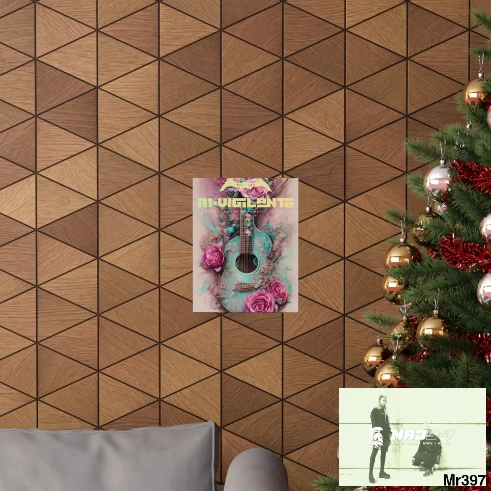 A1 Vigilante with pink roses and guitar Matte Vertical Posters Poster