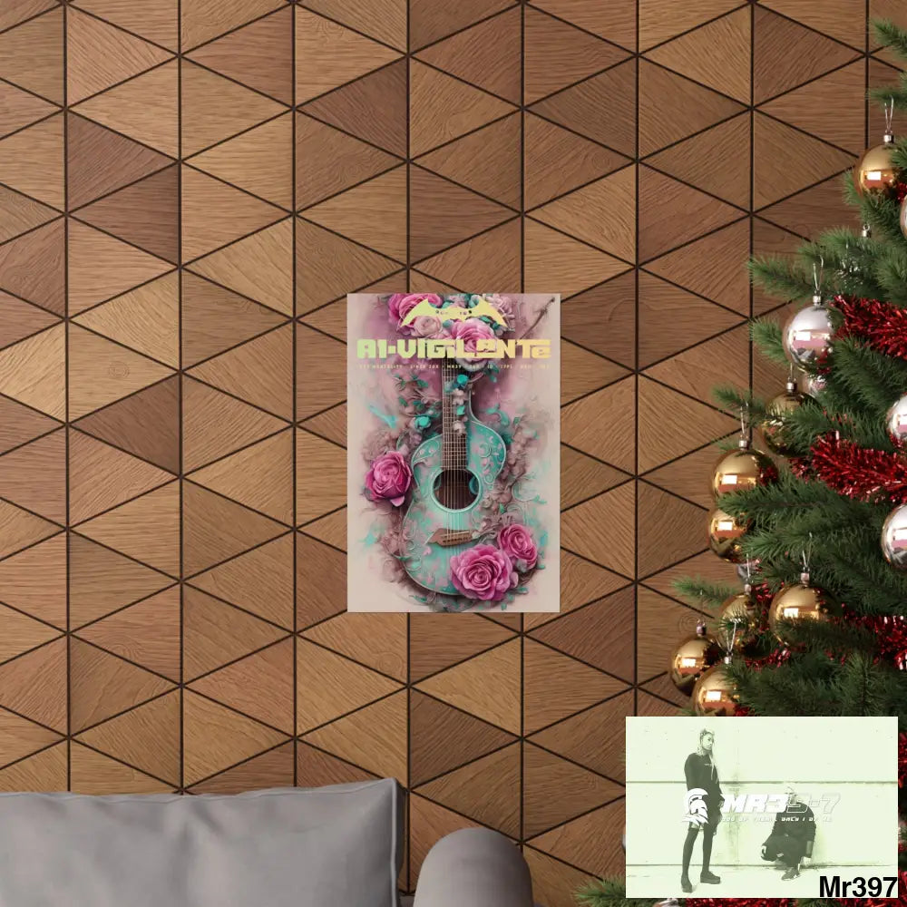 A1 Vigilante with pink roses and guitar Matte Vertical Posters Poster