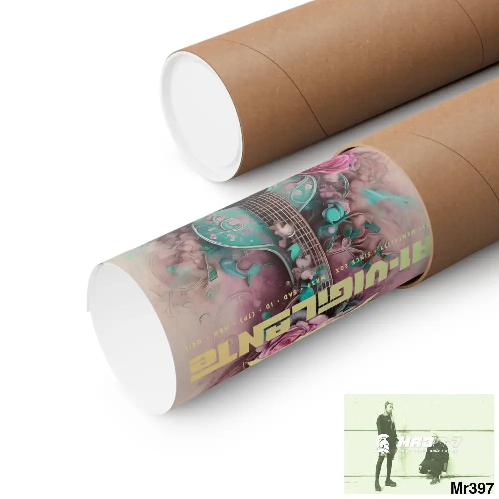 A1 Vigilante with pink roses and guitar Matte Vertical Posters Poster