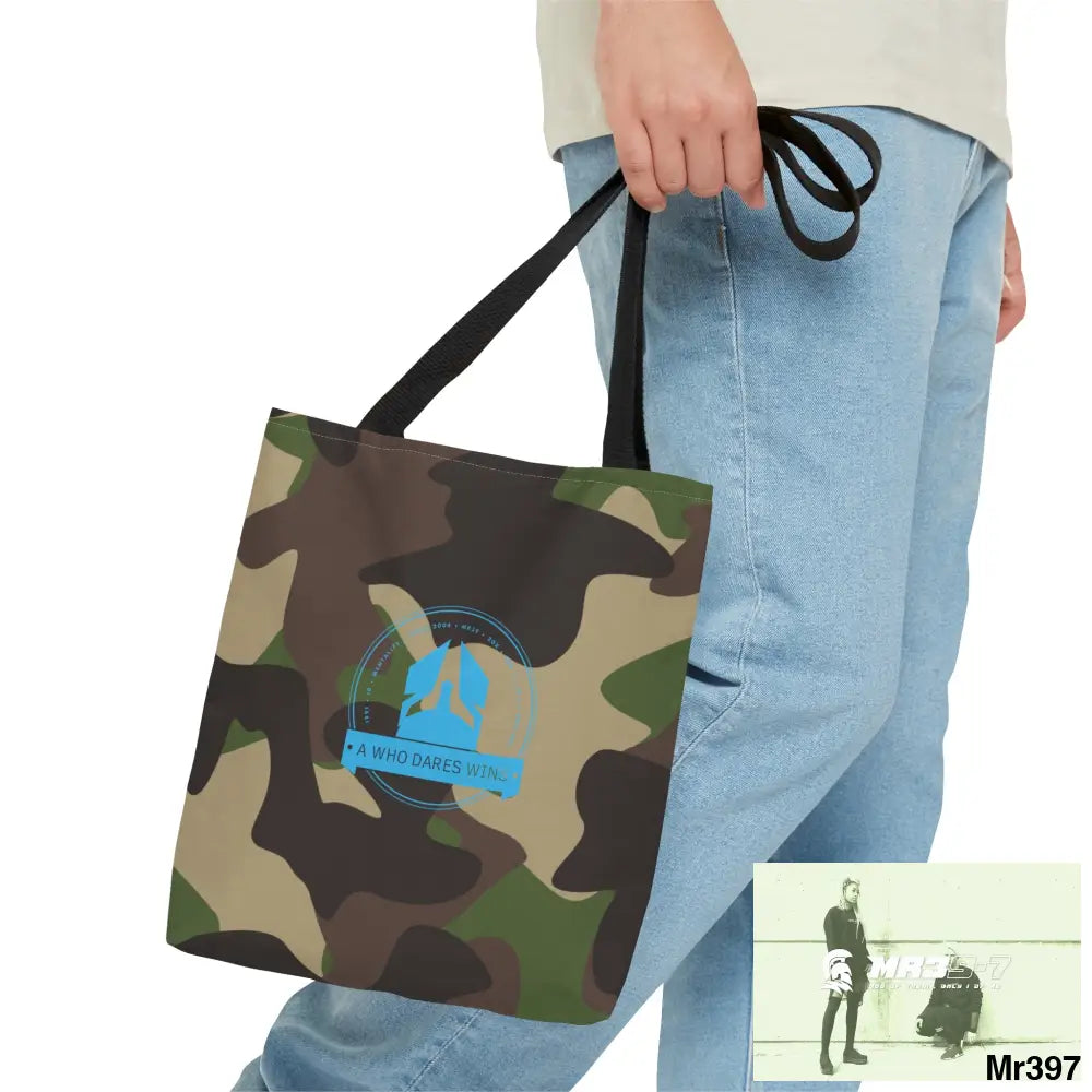 A1-Who Dares Wins Camo Tote Bag (AOP) Bags