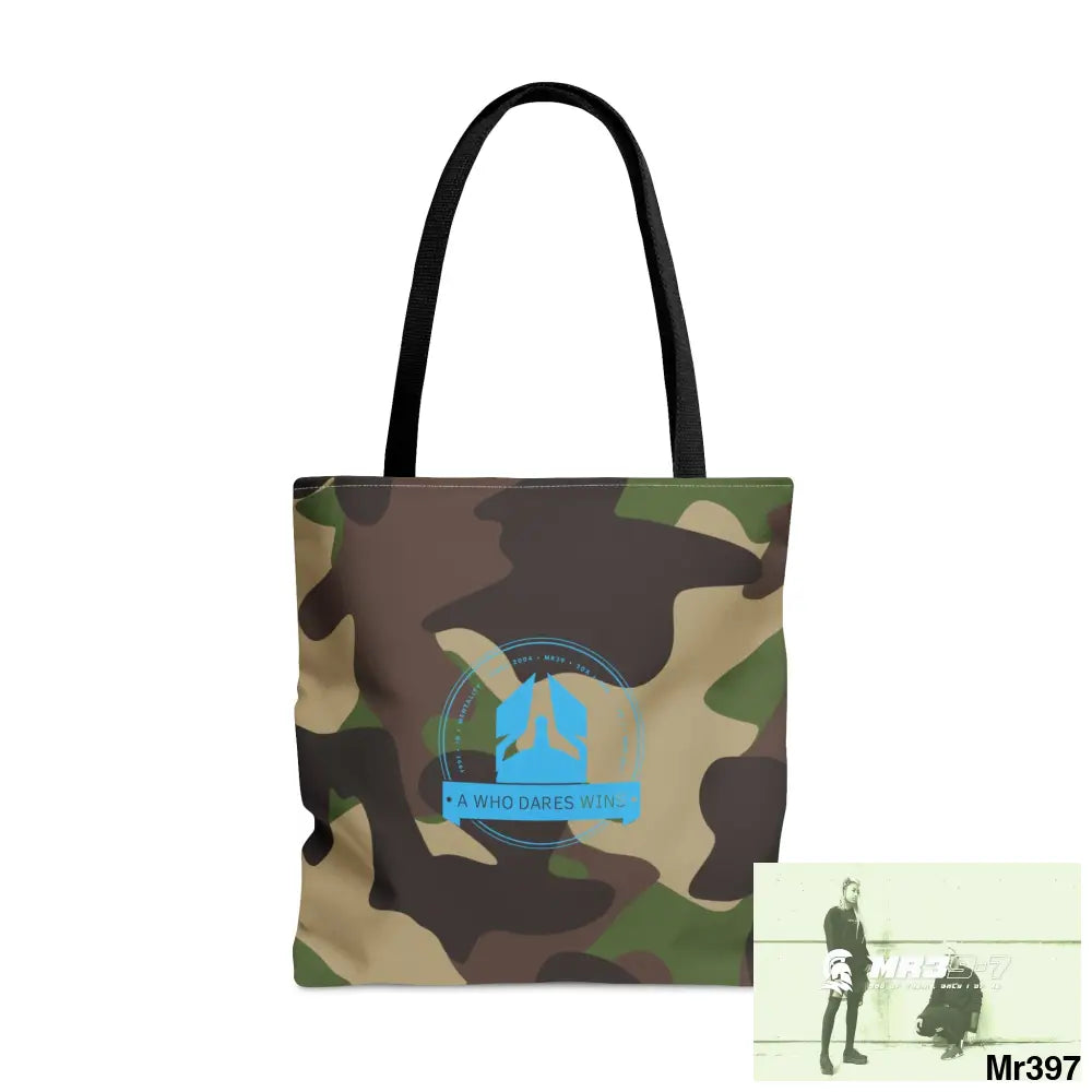 A1-Who Dares Wins Camo Tote Bag (AOP) Large Bags