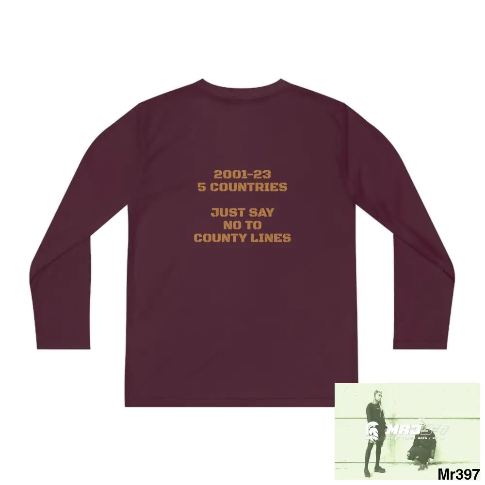 A1 Who Dares Wins (ID) RSF 2001-23 5 Countries Just Say No To County Lines Youth Long Sleeve Competitor Tee Kids clothes