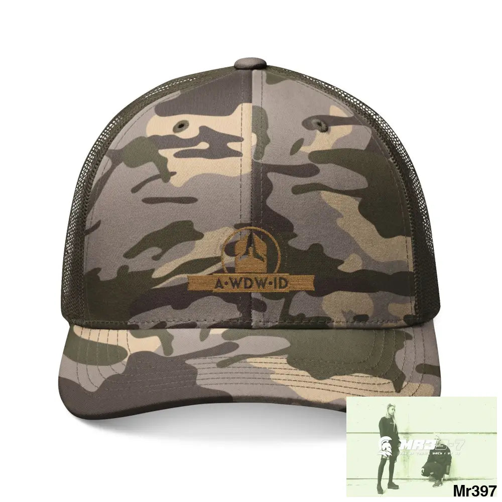 A1 Who Dares Wins ID RSF Camouflage Trucker Hat with Embroidery | Military Style Cap Outdoor Adventure Gear Hunting