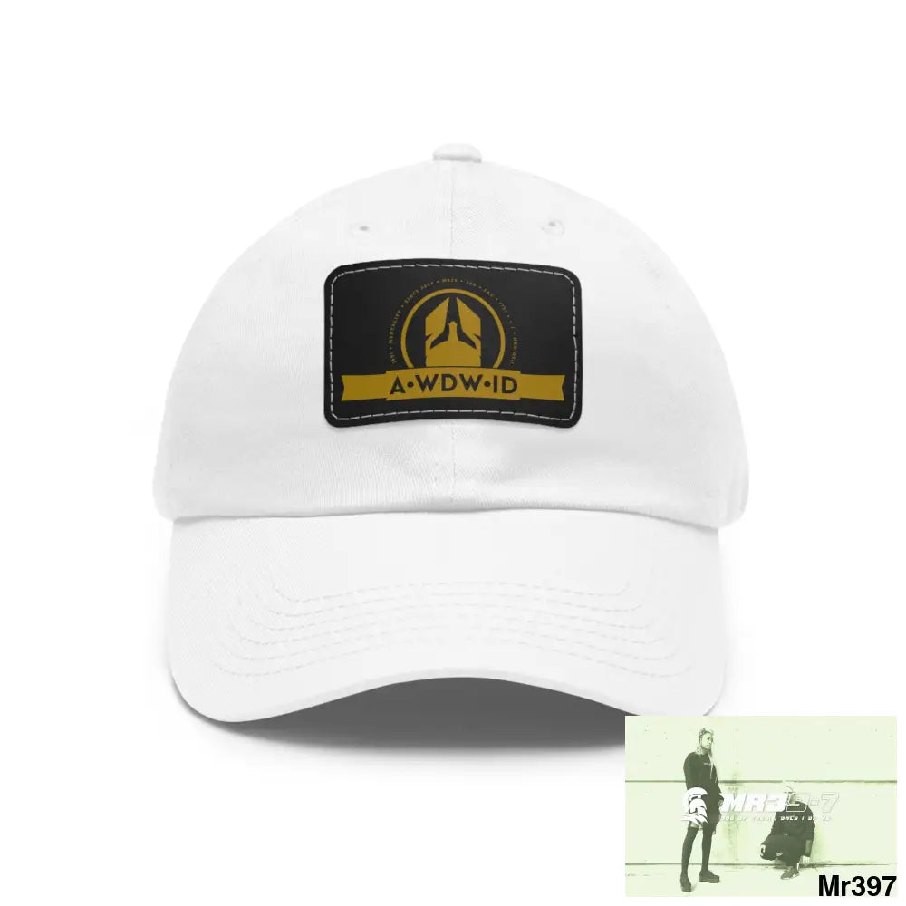 A1 Who Dares Wins (ID) RSF Dad Hat with Leather Patch (Rectangle) White / Black patch / Rectangle / One size Hats