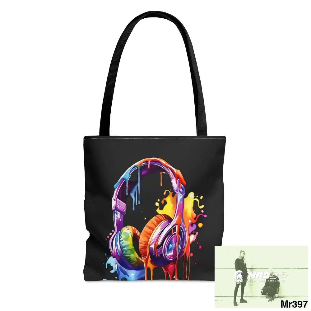 A1-Who Dares Wins ID RSF Melting Headphones Tote Bag (AOP) Small Bags
