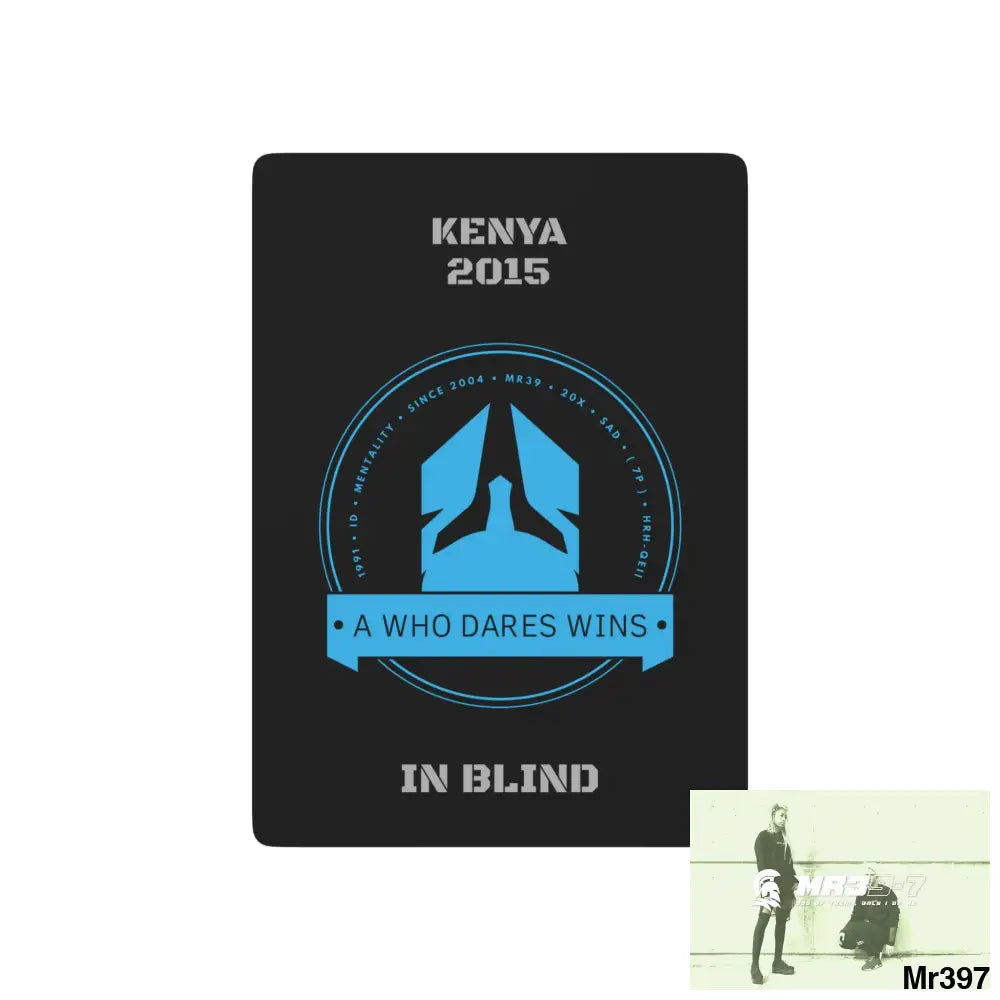 A1-Who Dares Wins Kenya In Blind Ltd Edition Custom Poker Cards 2.5’’ x 3.5’’ / White / Semi Glossy Paper products