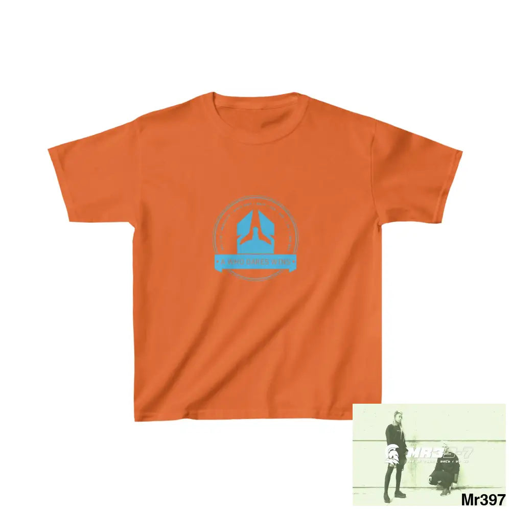 A1- Who Dares Wins - Kids Heavy Cotton™ Tee S / Orange Kids clothes
