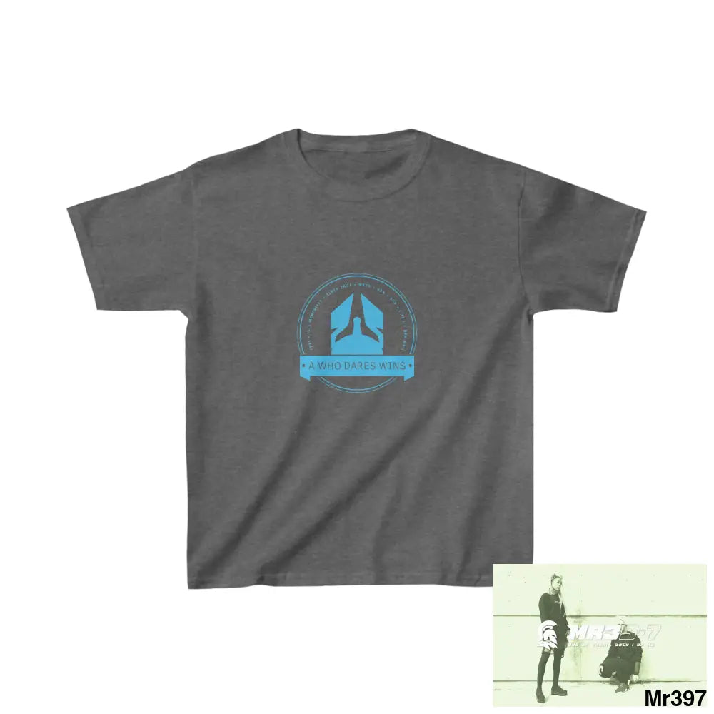 A1- Who Dares Wins - Kids Heavy Cotton™ Tee XS / Dark Heather Kids clothes
