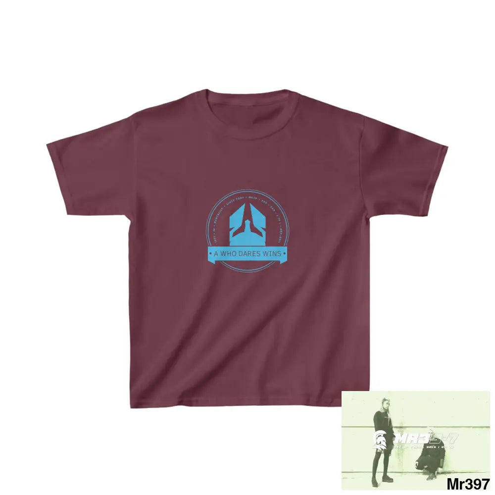 A1- Who Dares Wins - Kids Heavy Cotton™ Tee XS / Maroon Kids clothes