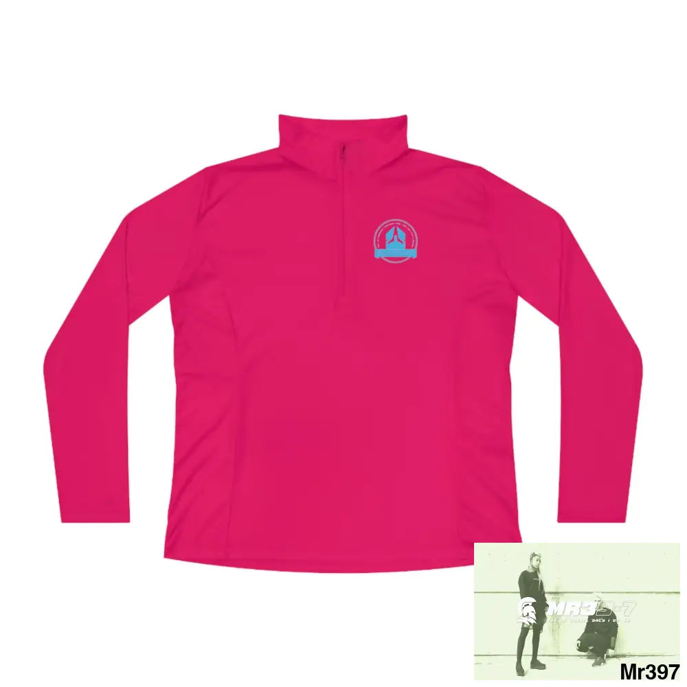 A1 Who Dares Wins Ladies Quarter-Zip Pullover Pink Raspberry / S Long-sleeve