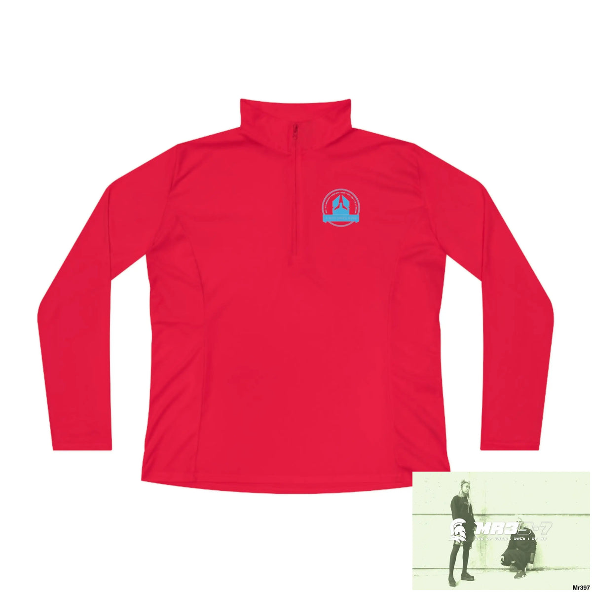 A1 Who Dares Wins Ladies Quarter-Zip Pullover True Red / S Long-sleeve