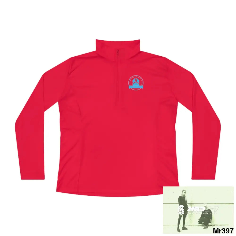A1 Who Dares Wins Ladies Quarter-Zip Pullover True Red / S Long-sleeve