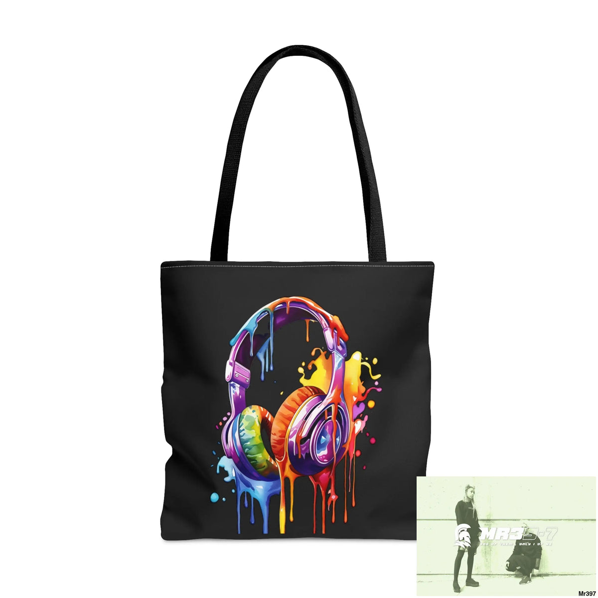 A1-Who Dares Wins Melting Headphones Tote Bag (AOP) Large Bags