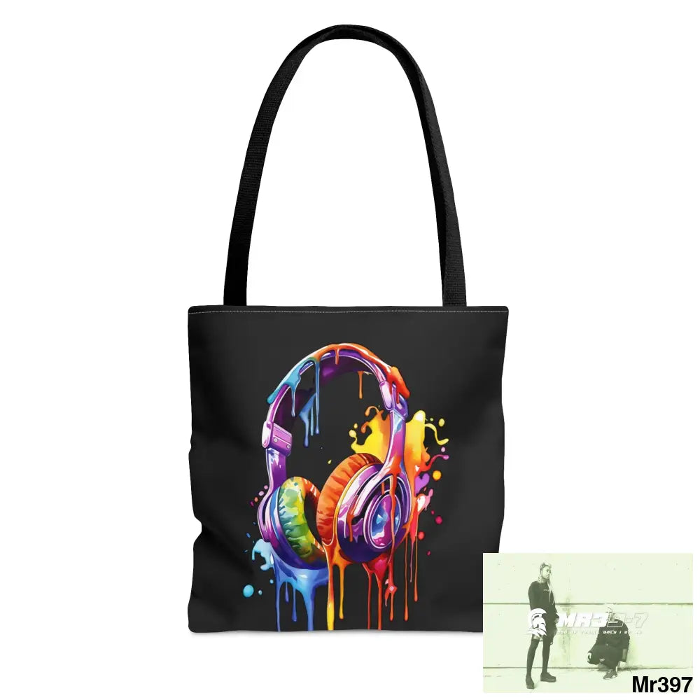 A1-Who Dares Wins Melting Headphones Tote Bag (AOP) Small Bags