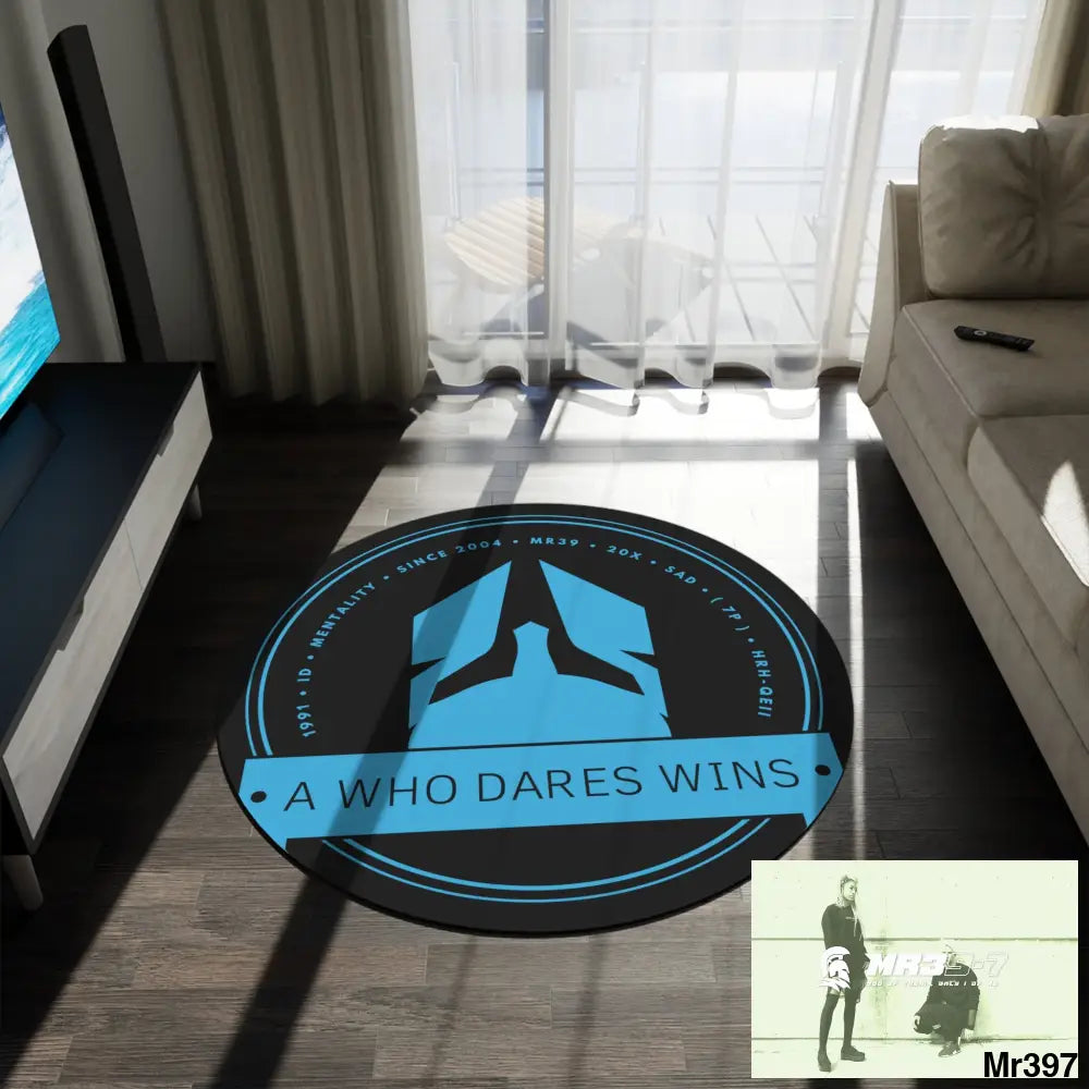 A1-Who Dares Wins Round Rug 60’’ × 60’’ Home Decor
